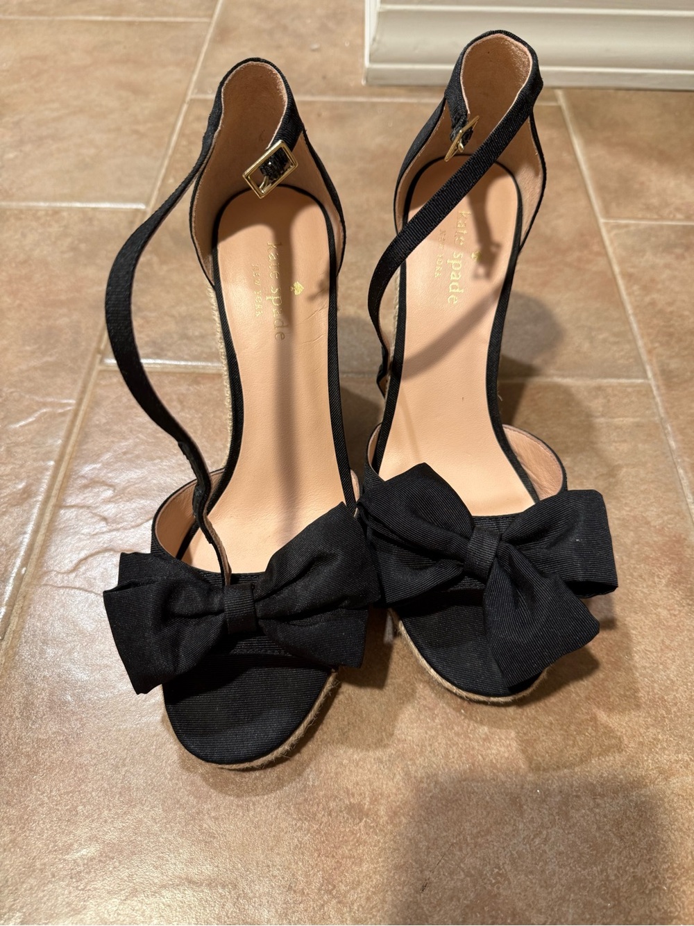 kate spade Black Bow Espadrille Ankle-Strap Sandals